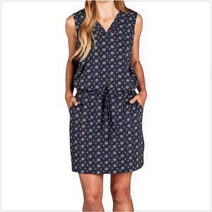 Toad&Co Sunkissed Liv Dress Nightsky Blue Bandana Print Sleeveless NWT NEW L